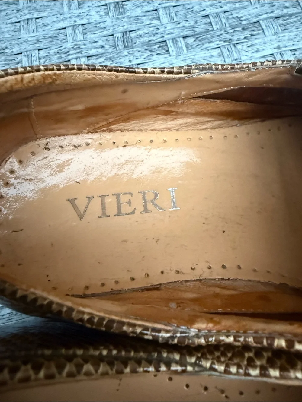 Vieri Woven Leather & Snakeskin Print Slip-On Loafers Square Toe Men’s EU 42